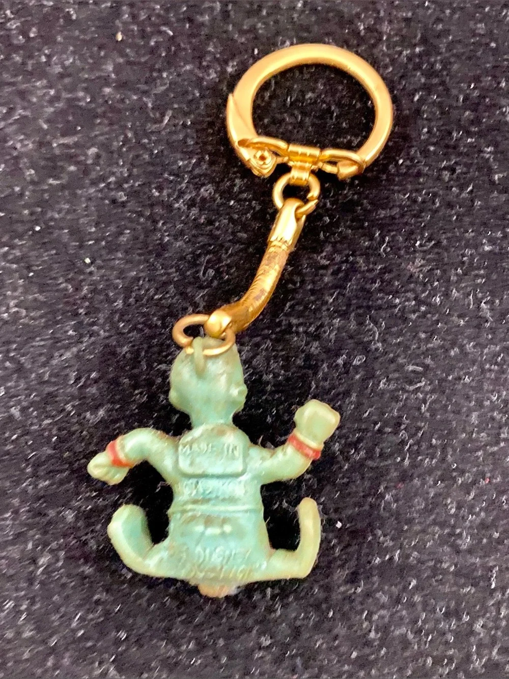 Rare 60s Vintage Walt Disney Production Donald Duck Green Monochromatic Keychain